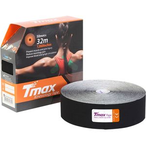 Тейп кинезиологический Tmax 32m Extra Sticky Black (5 см x 32 м), арт. 423242, черный TMAX 423242