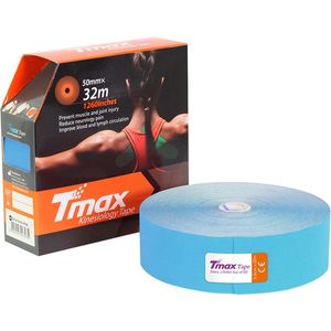 Тейп кинезиологический Tmax 32m Extra Sticky Blue (5 см x 32 м), арт. 423228, голубой TMAX 423228