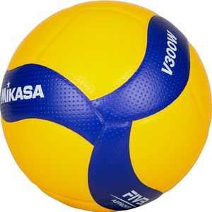 Мяч вол. "MIKASA V300W", р.5, FIVB Appr, 18 пан, синт.кожа (микрофиб), клееный, бут.кам, желто-синий 5 MIKASA V300W