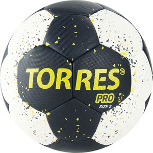 Мяч ганд. "TORRES PRO" арт.H32162, р.2, ПУ, 4 подкл. слоя, черно-бел-желт 2 TORRES H32162