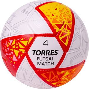 Мяч футзал. TORRES Futsal Match, FS323774, р.4, 32 панели. ПУ, 4 подкл. слоя, бело-крас-жёлт 4 TORRES FS323774