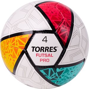 Мяч футзал. TORRES Futsal Pro, FS323794, р.4, 32 п. EPU-Microf, 4 подкл. сл, руч. сшив. бело-мультик 4 TORRES FS323794