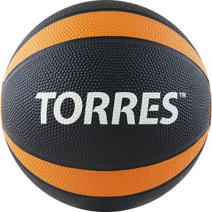 Медбол "TORRES 2 кг", арт.AL00222, резина, диаметр 19,5 см, черно-оранжево-белый TORRES AL00222