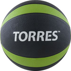 Медбол "TORRES 4 кг", арт.AL00224, резина, диаметр 21,9 см, черно-зелено-белый TORRES AL00224