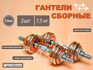 Гантели сборные 2 шт по 7,5 кг HA2-DD15 GETSPORT 31799