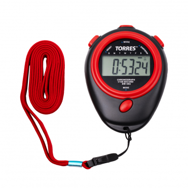 Секундомер "TORRES Stopwatch", арт.SW-002, часы, будильник, дата, шнур с карабином, черно-красный TORRES SW-002