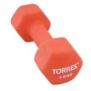 Гантель &quot;TORRES 4 кг&quot; арт.PL55014, металл в неопреновой оболочке, форма шестигранник, красный TORRES PL55014