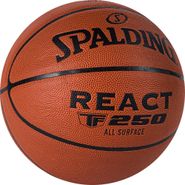 Мяч баск. SPALDING React FIBA TF 250 76967Z_7, р.7, композит. кожа (ПУ), коричнево-черный 7 SPALDING 76967z