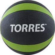 Медбол &quot;TORRES 4 кг&quot;, арт.AL00224, резина, диаметр 21,9 см, черно-зелено-белый TORRES AL00224